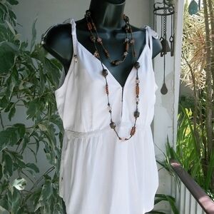 New White Bohemian Baby Doll Top Sz L